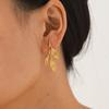 Elegant European & American Leaf 18K Gold Titanium Steel Earrings: Waterproof & Colorfast Luxury Design