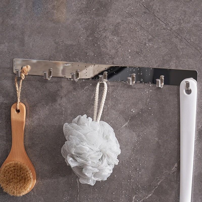 Wall Multi Hook Mount No Drill Stainless Steel Strong Adhesive Bathroom Decor