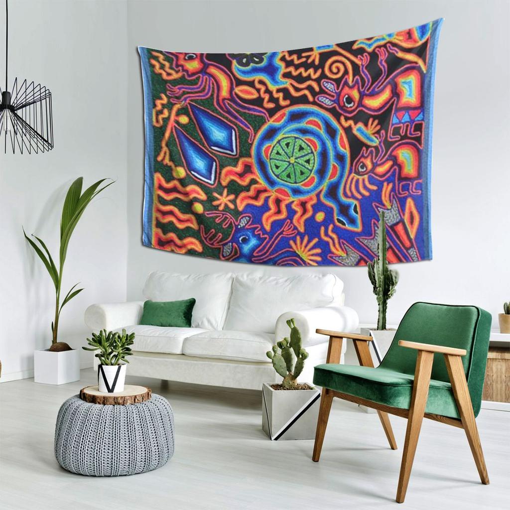 Huichol Traum-Wandteppich Dekor Kunst Ästhetische Wandteppiche für Wohnzimmer Schlafzimmer Zuhause Wandtuch Wandbehang