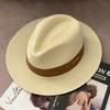 Unisex Panama Straw Hat: Adjustable Jazz Topper with Large Head Circumference, Sunshade, and UV Protection - Trendy All-Match Design.
