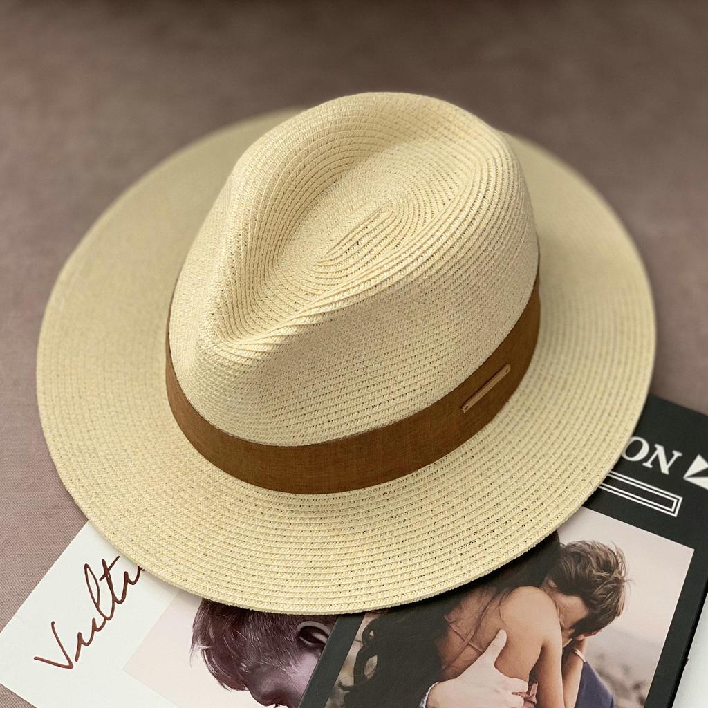 Unisex Panama Straw Hat: Adjustable Jazz Topper with Large Head Circumference, Sunshade, and UV Protection - Trendy All-Match Design.