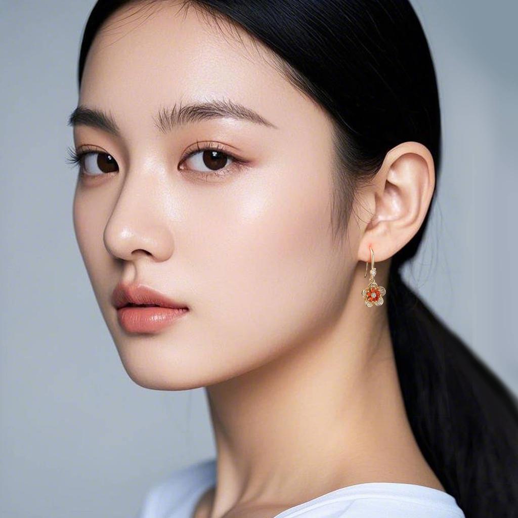 Alisashelly Hängeohrringe für Nickel Österreichische Blumenmode Geschenkbox Tag Frauen, Hypoallergen, Frei, Hängend, Beliebt, Kristall, Niedlich, Design,