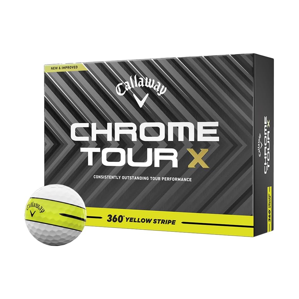 Callaway Chrome Tour X Golf Balls 4-Piece Structure 360° Yellow Stripe White