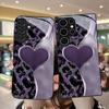 Purple Heart-shaped Pattern Tempered Glass Phone Case for Samsung Galaxy S26 S25 S24 S23 S22 S21 S20 Fe/plus/ultra Anti Drop
