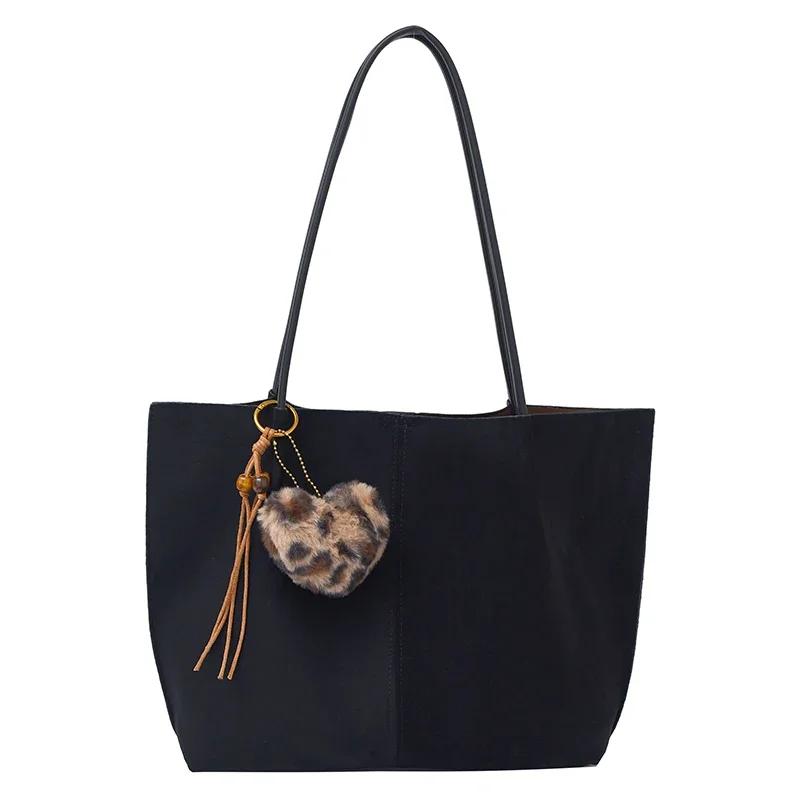 

Fashi Faux Suede Large Capacity Underarm Sweet Shoulder Bag Casual Persality Super Cool Purse Trend Retro Tote Bag for Women чёрный