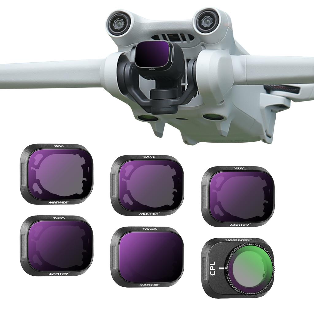 NEEWER ND Filter Set Compatible with DJI Mini 3/Mini 3 Pro, 6 Pack Neutral Density Filter Drone Lens Accessory