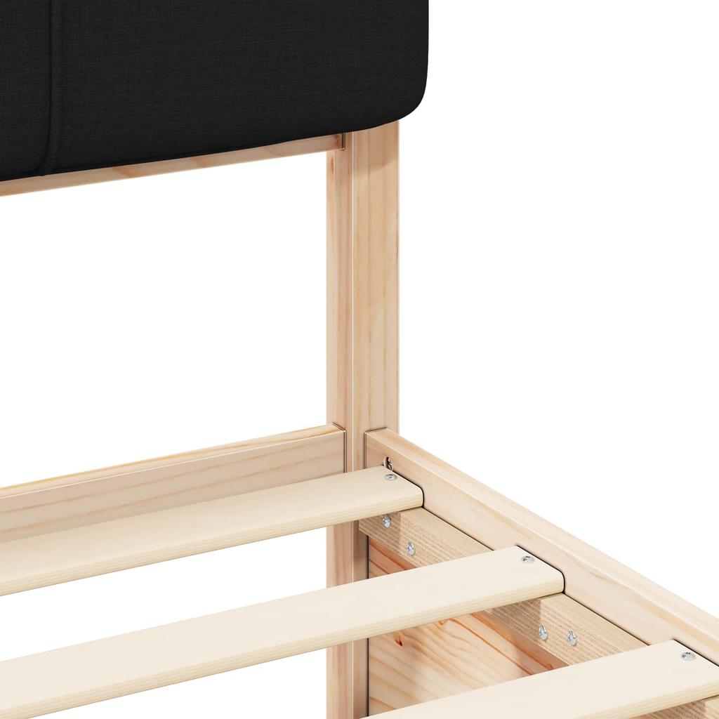 Bed Frame with Upholstered Headboard Black 200 x 200 cm