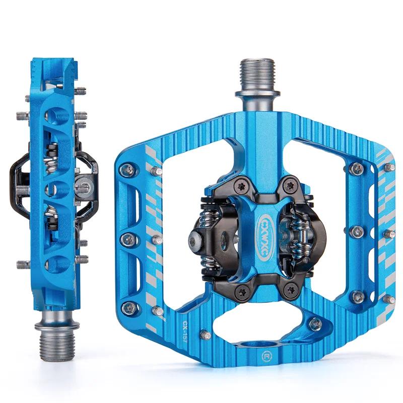CXWXC 2 In 1 SPD Bicycle Self-Locking Pedal/Flat Bike Pedal for MTB/Road Aluminum Anti-slip 3 Sealed Bearing Bike Lock Pedal