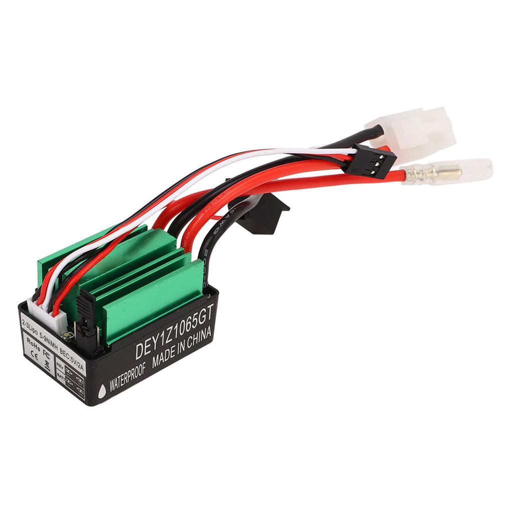 RC Brushed ESC Black Green 65A Waterproof Anti Interference ESC for Remote Control Car Boat