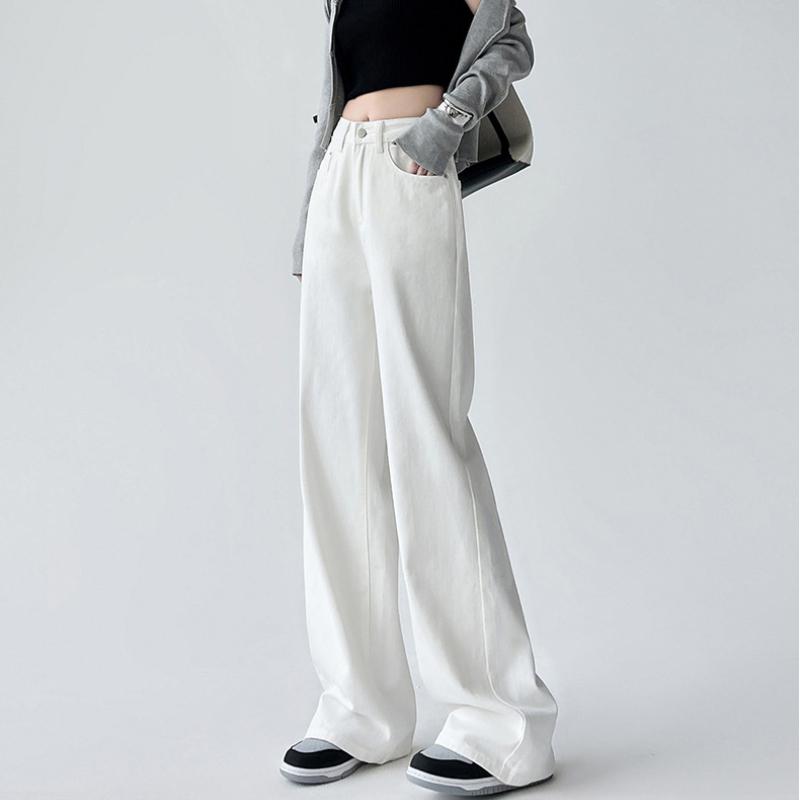 High Waist Wide Leg Denim Pants Women's Spring 2025 New Style Slimming Drapey Loose Floor-Length Narrow Straight Cut Trousers