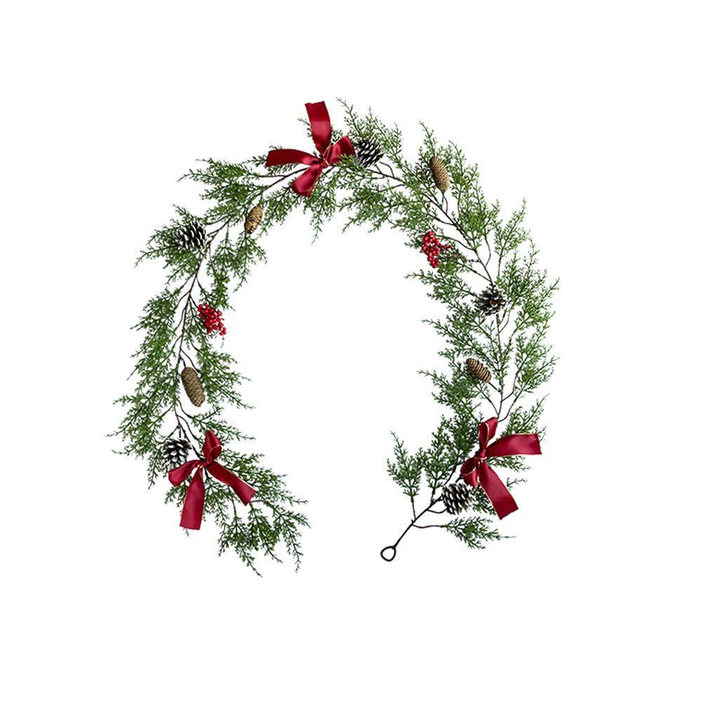 Weihnachts-Rattan-Kranz-Girlande mit Beeren und Blumen - DIY Kamin-Dekoration und Baumschmuck