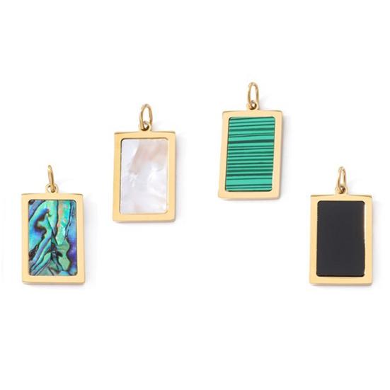 Necklace Pendant Multipurpose Gold-plated Rectangular Geometric Reusable Decorative Stainless Steel Classic Abalone Shell DIY
