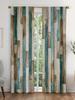 2 pieces of Retro wooden board printed curtains, pole bag curtains 42*84, home decoration, room decoration