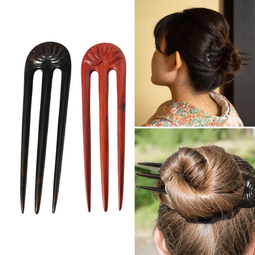 Classic Hand Carved Wood Hair Accessory Fashion Statement Hand Carved Hair Pin Wood Hair Adornment for Special Occasions