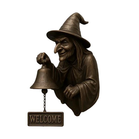 

Yousheng Witch Welcome Bell Vintage Halloween Door Bell Wall Mounted Witch Bell with Welcome Sign for Indoor Outdoor Front Door Entryway Decoration 1pc