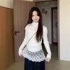 Temperament Fake Two-piece Lace Spliced Knitted Sweater for Women's Spring and Autumn Thin Inner Warm and Gentle Turtleneck Bottoming Shirt