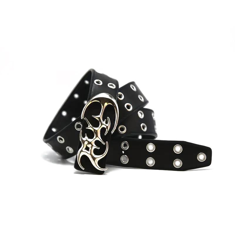 Stylish Hollow Pu Leather Waist Belts  Punk Belt For Men Trendy Clothing Accessories Versatile Casual Belts Gifts