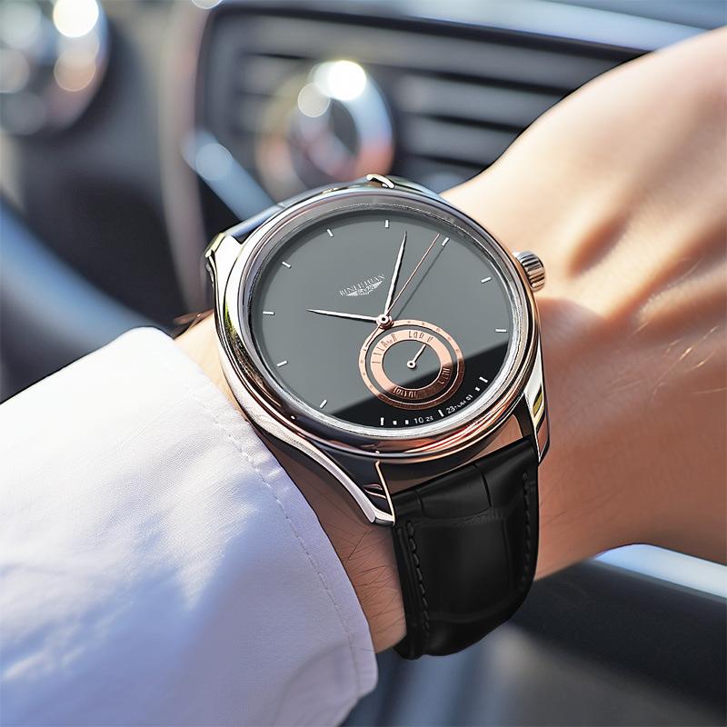 Minimalist Business Watch for Men Quartz Clock Leather Wristwatch