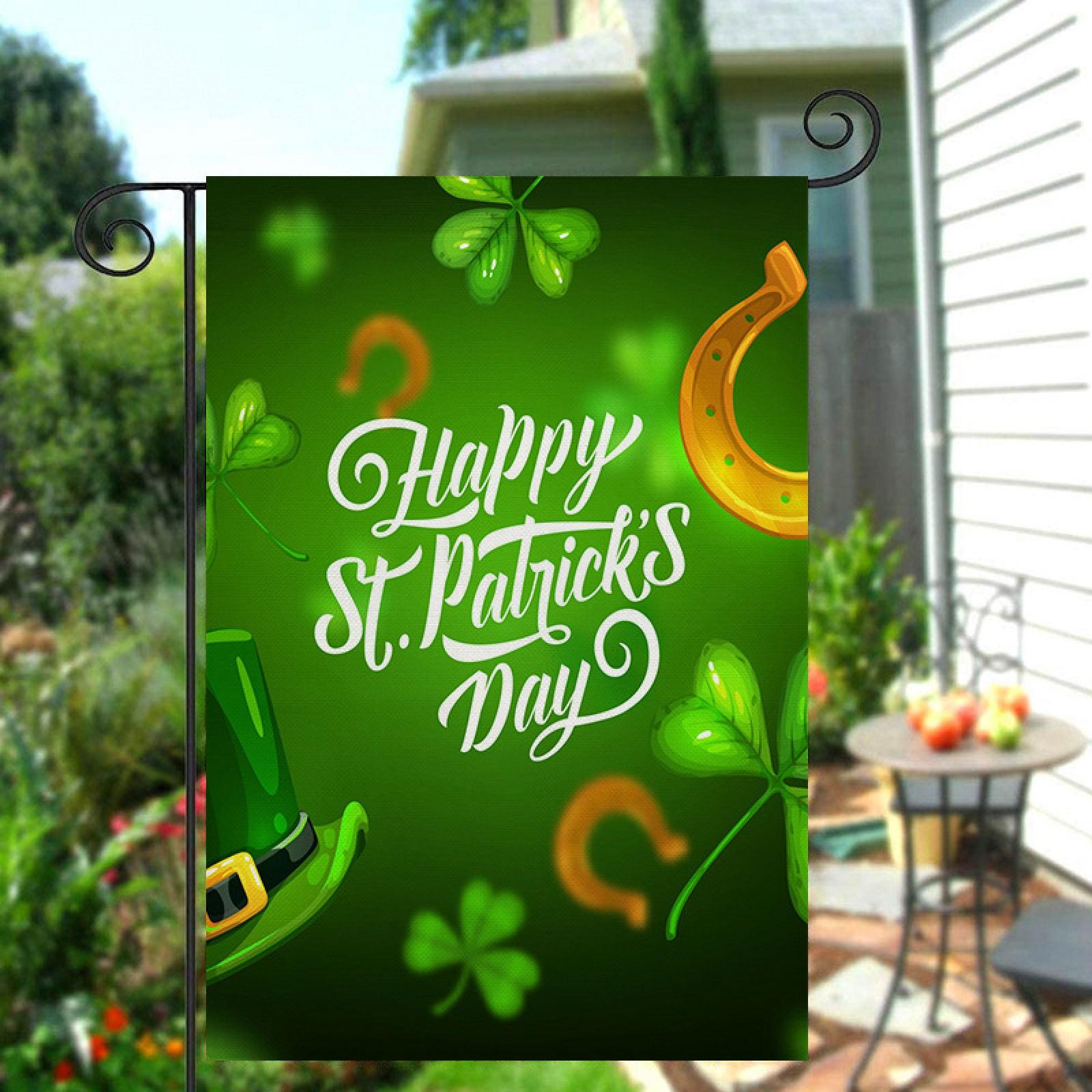 Garden Flag Happy St. Patrick s Day Gnomes Decoration 12x18inch  Fabric One Size