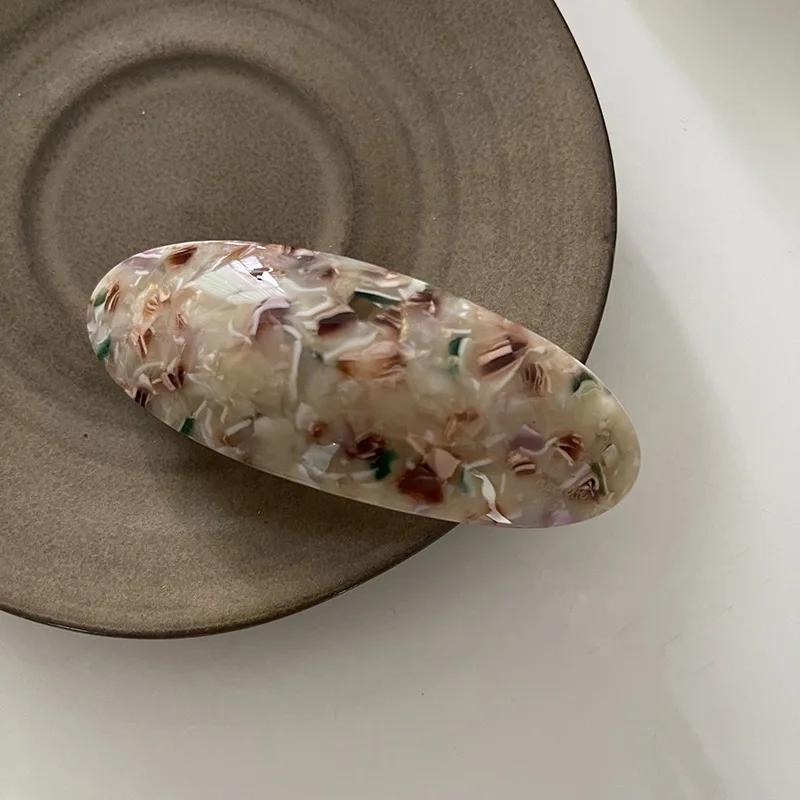 Acetic Acid Hair Clip Spring Clip for Girls Large Hairpin Headwear Glossy Elliptical Arc Hairpin Hair Accessories