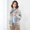 Cold-proof Classic Plaid Scarf Soft Long Neckscarf with Tassel Large Knitted Wool Scarf  Men