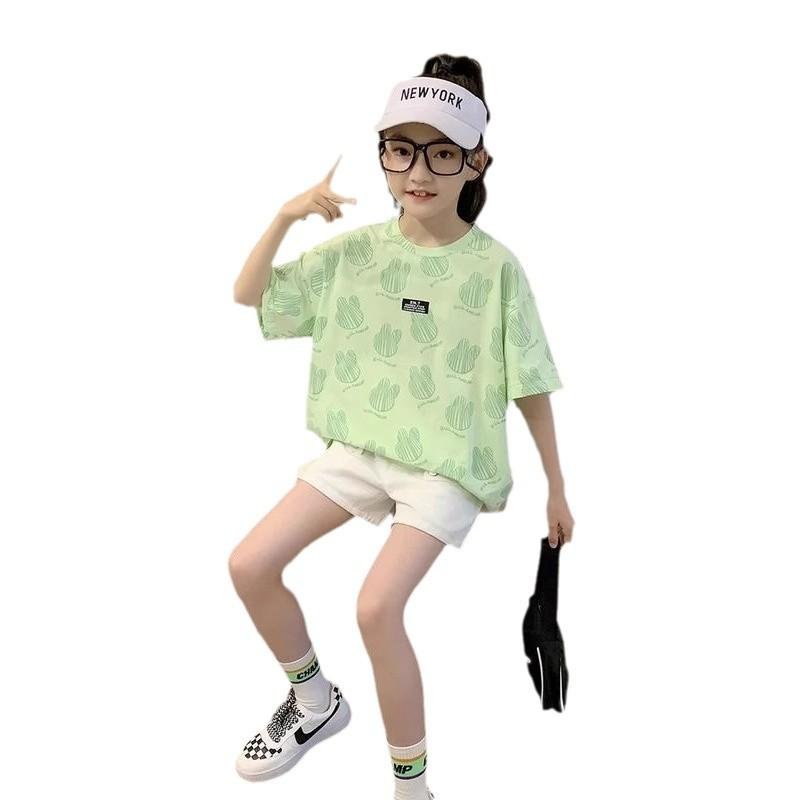 Girls Ice Silk Short Sleeve T Shirt Summer Lightweight Stylish Top for Big Kids