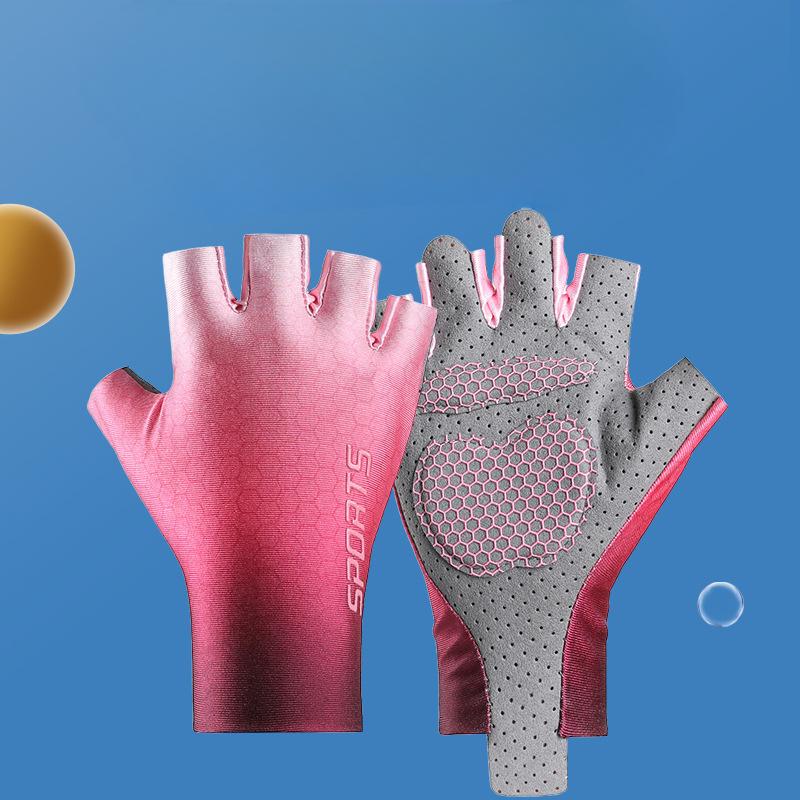 Children's Half finger Gloves Thin Sunscreen Ice Silk Breathable Wear Resistant Non Slip Elastic Outdoor Sports Riding Mesh Gloves