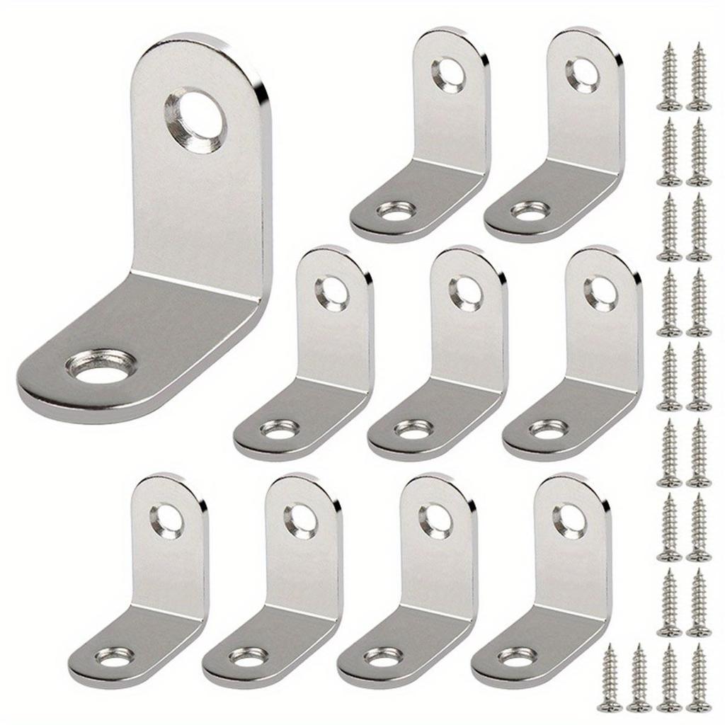 10 szt. Wspornik kątowy w kształcie litery L Zestaw wsporników narożnych ze śrubami, Wspornik narożny ze stali nierdzewnej