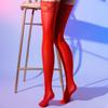 8D Oil Shiny Thigh High Stockings Floral Lace Top Silicone Hold Up Medias Women Sexy Transparent Nightclub Party Shiny Hosiery