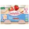 Babybio Brassé Fraise Pomme Lait De Vache 6 Mois Et + Bio 2 Pots De 130 G