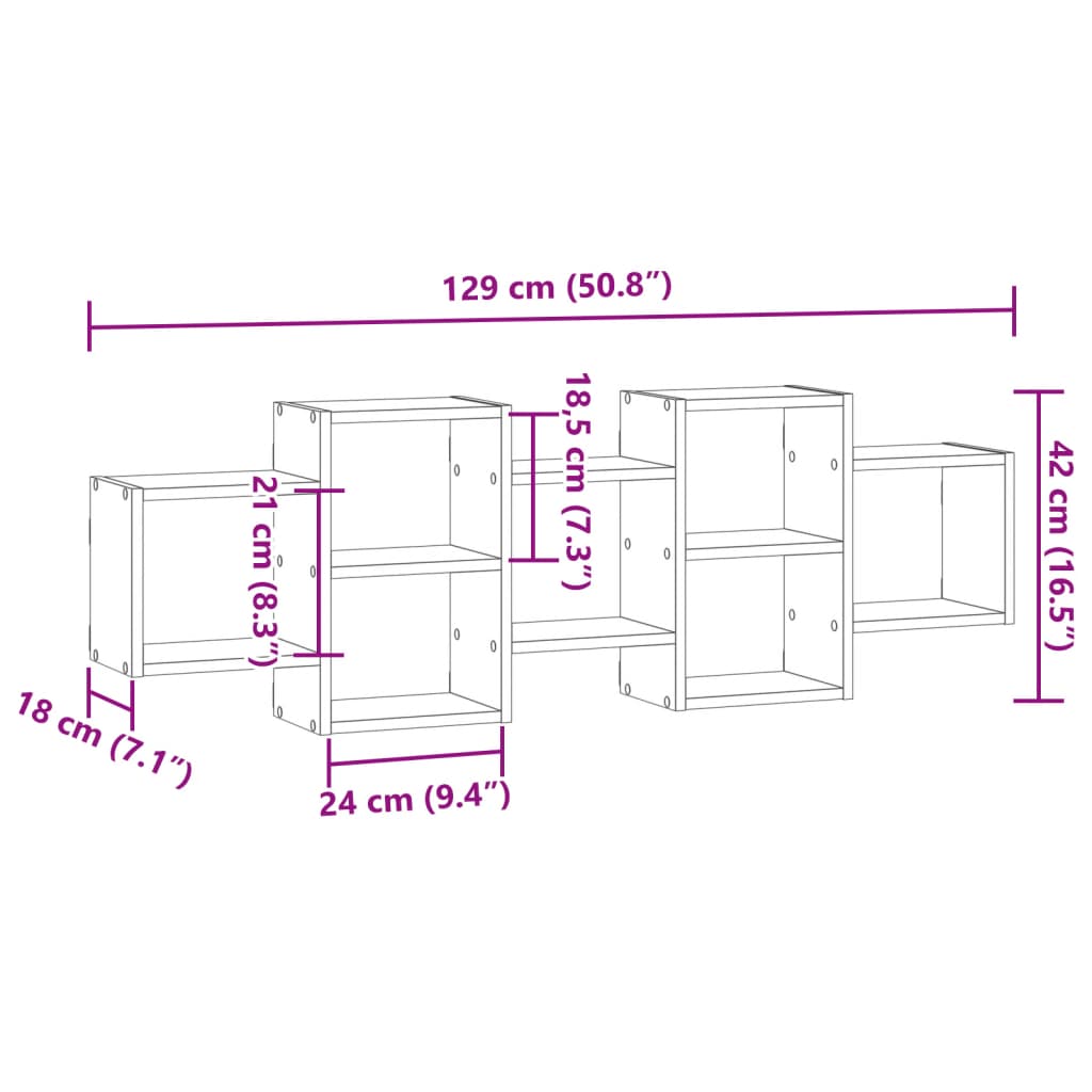 Wall Shelf Gray Sonoma 129x18x42 cm Particleboard