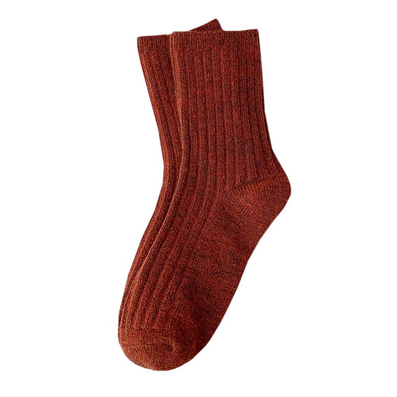 Women's Winter Wool Mid-Calf Socks, Trendy Korean and Japanese Style, Knee-High, Solid Color.