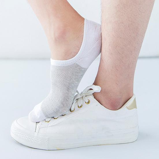 Men Summer Breathable Mesh Color Block Anti-slip Invisible Low Cut Boat Socks
