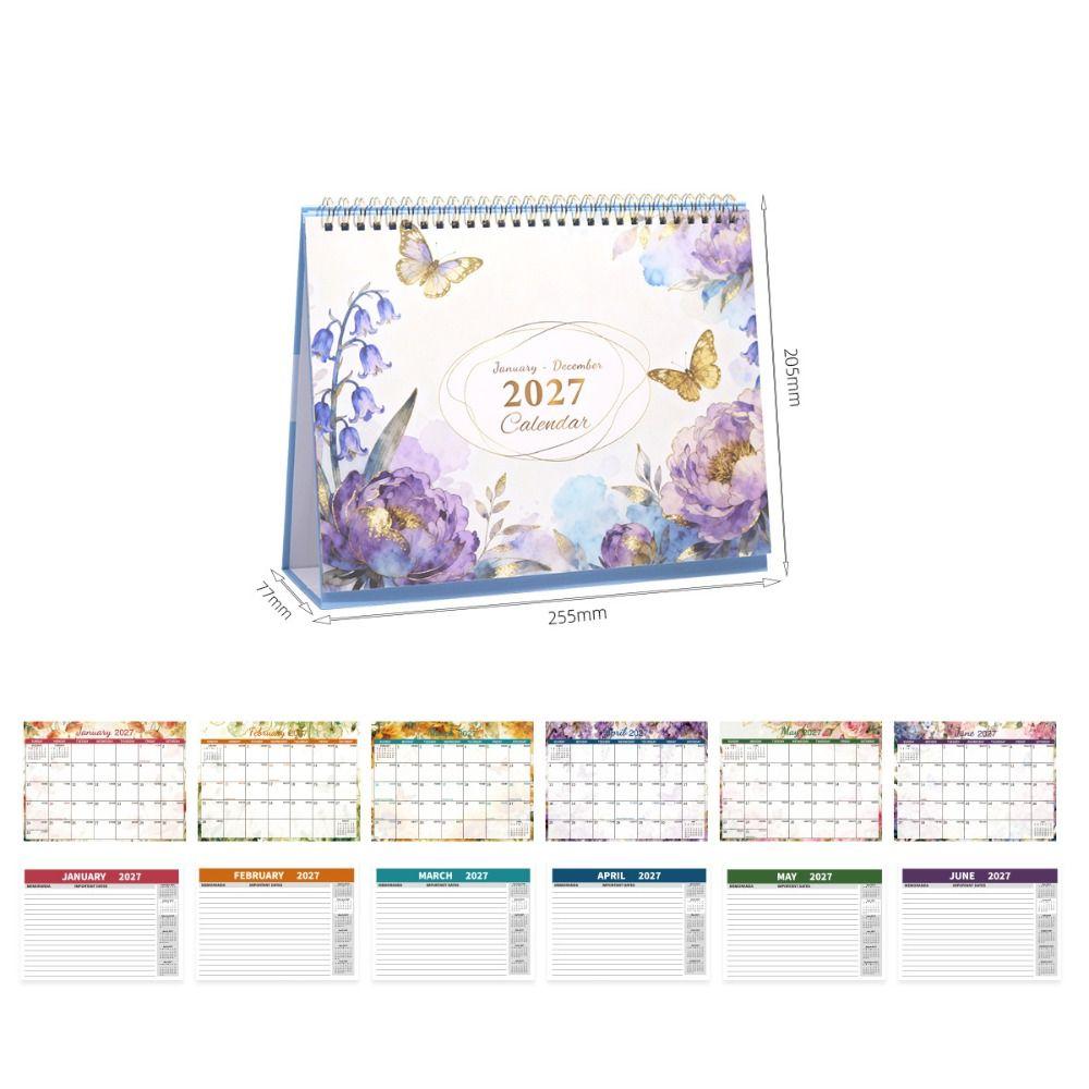 Jan. 2027 - Dec. 2027 Double-coil Calendar Foldable English Calendar  Home