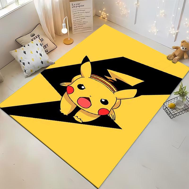 Cute Yellow Cartoon Character with Lightning Non-slip rug suitable for living room and bedroom sofas.