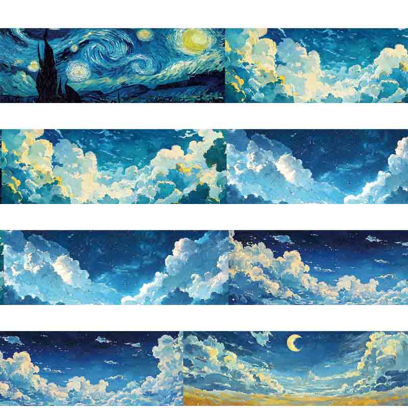 Pet Tape Journal Van Gogh's Starry Sky Sky Collage Decoration DIY Scrapbooking Landscaping Sky