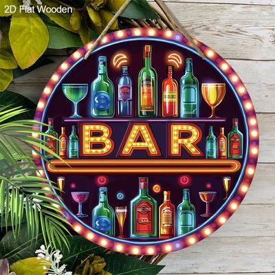 Ahşap Vintage Neon Bar Tabelası Klasik Vintage Neon Bar Tabelası, Üretilmiş Ahşap, Duvara Asılabilir, Çok Amaçlı İç/Dış Mekan Dekorasyonu, Kapı, Duvar, Ev için