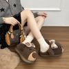 Kapibara fluffy slippers for women in autumn and winter 2025, thick-bottomed indoor home thermal bag head cotton slippers