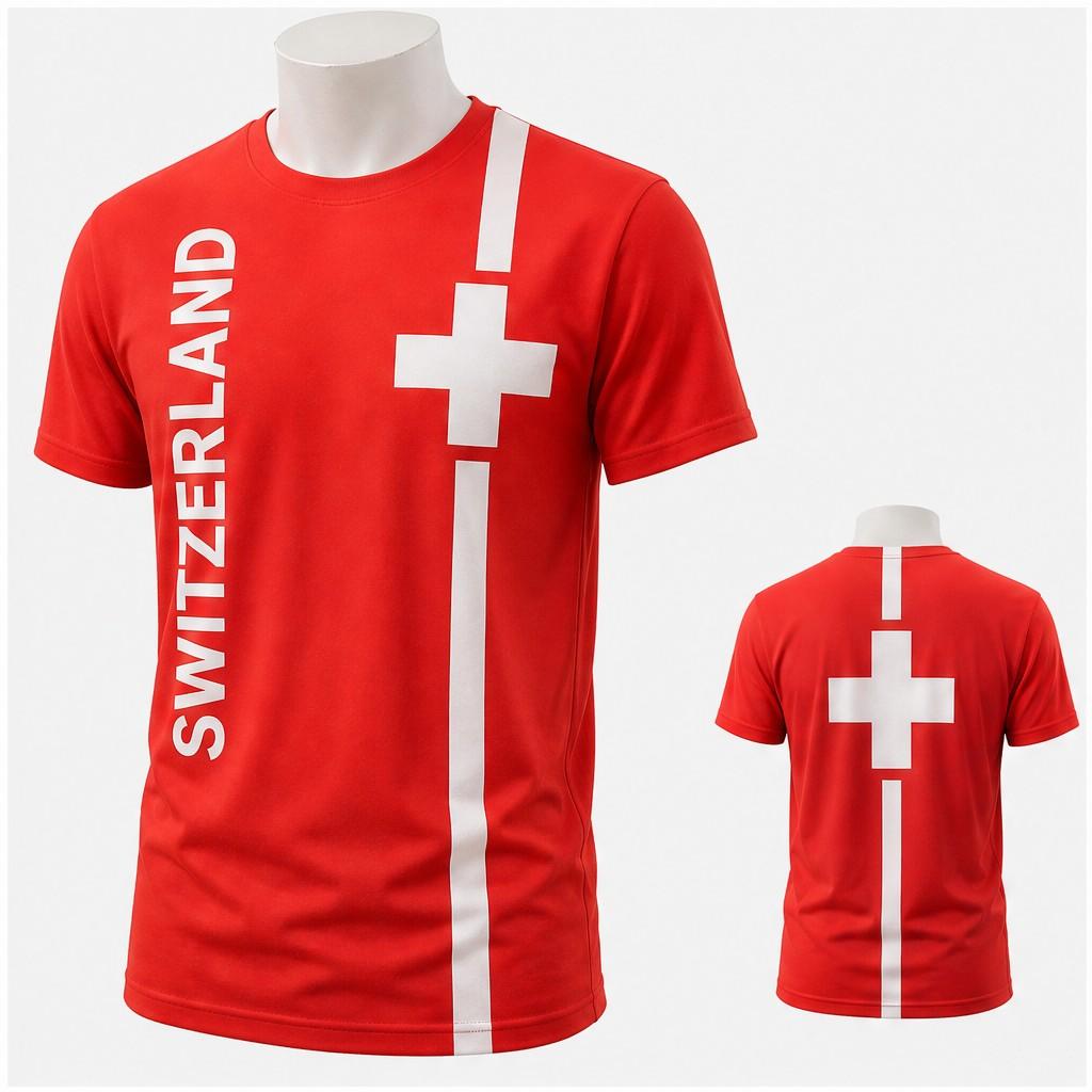 Schweiz Wappen Aufdruck Kurzarm T-Shirt Lässig Rundhals Grafik T-Shirt