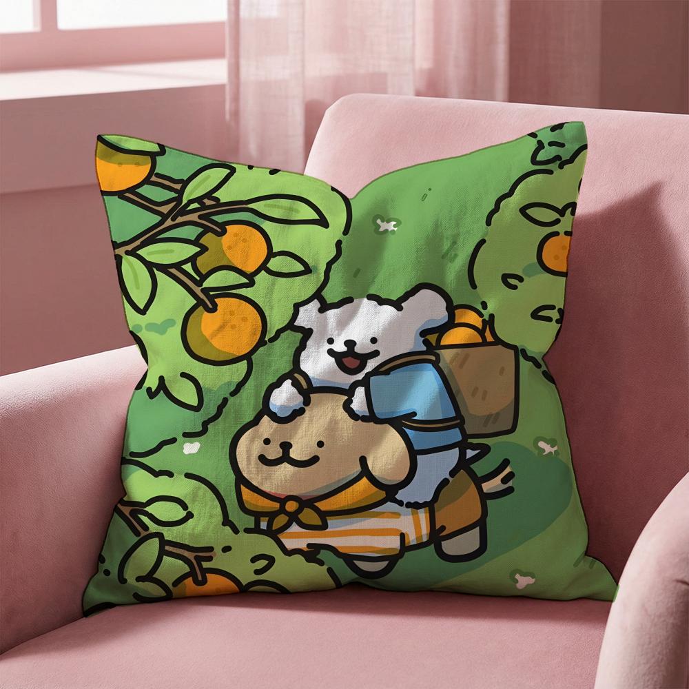 L-Line Puppy CARTOON Cushion Cover Multi-Scene Pillow Cover for Home & Car - Reversible, Soft & Durable for Daily Use