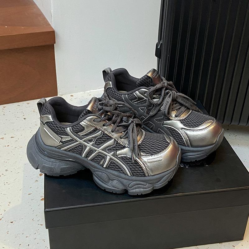 Thick-soled dad shoes women's autumn new mesh breathable retro soft-soled running sneakers women's