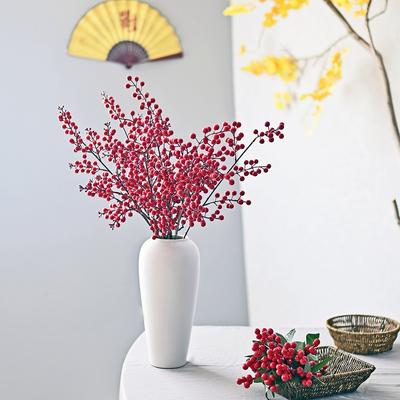 Fa Cai Fruit Red Berry Holly Red Fruit Fake Flower Simulation Desktop Living Room New Year'S Decoration Wedding Room Housewarming Ornament Lucky