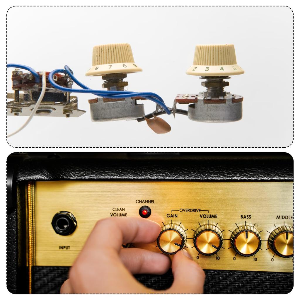 uxcell Aluminum Potentiometer Inner Diameter x Outer Diameter x Universal Volume and Tone Control Knobs for Guitar and Black 4-Piece Knobs, 1/4"