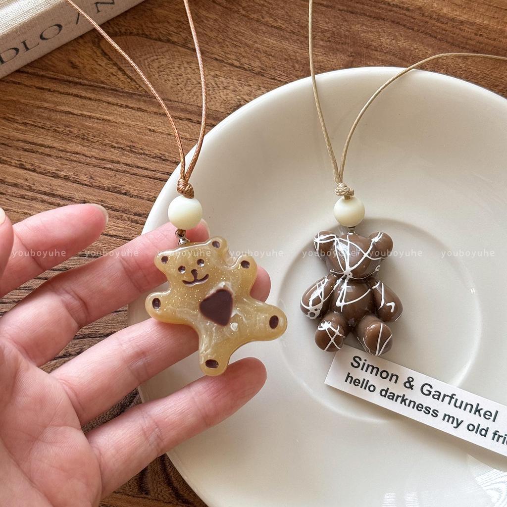 Summer 2025 Women's Cartoon Jelly Heart Bear Pendant Necklace with Braided Rope Design