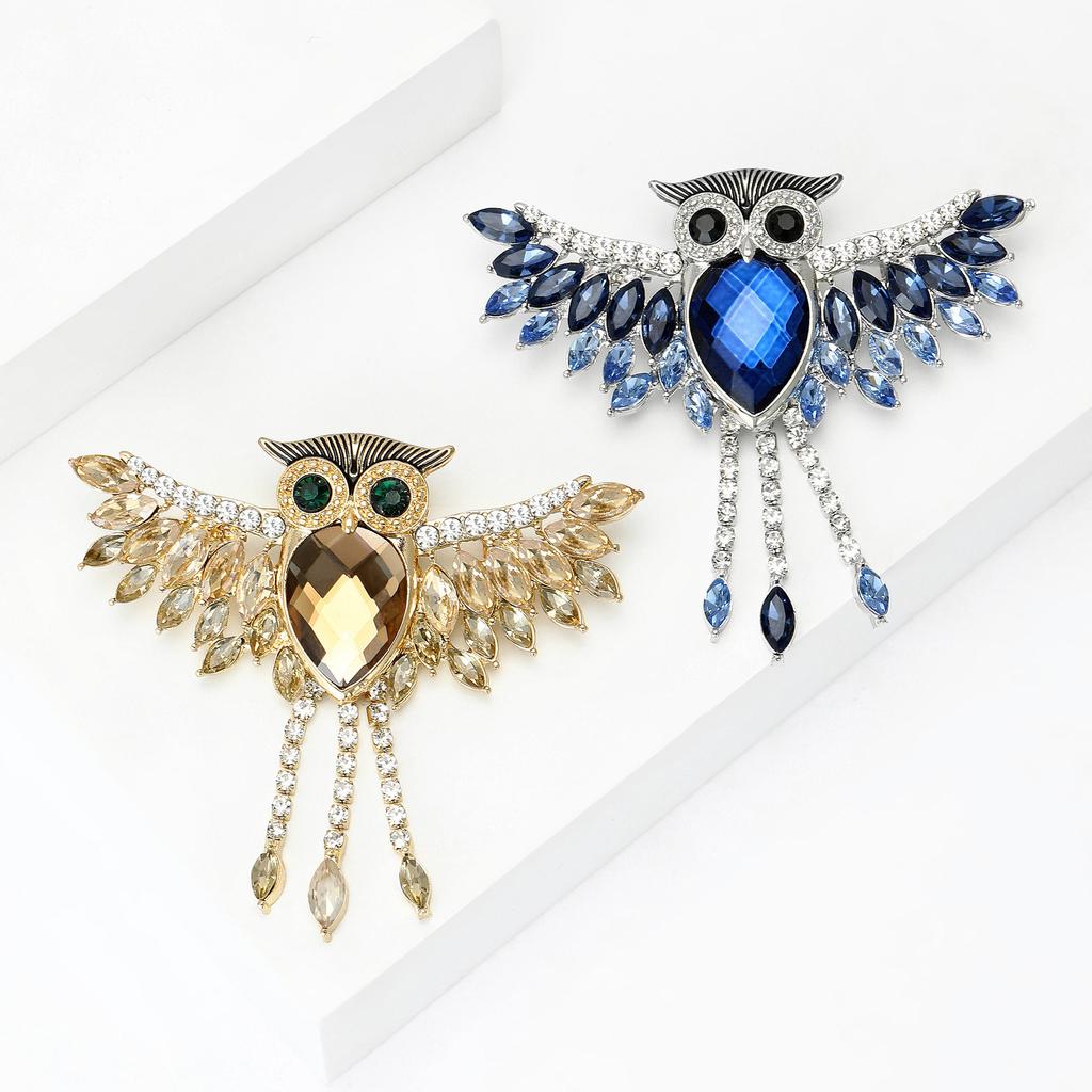 Rhinestone Pendant Owl Brooch for Unisex Animal Pins New Year Gifts Jewelery Accessories