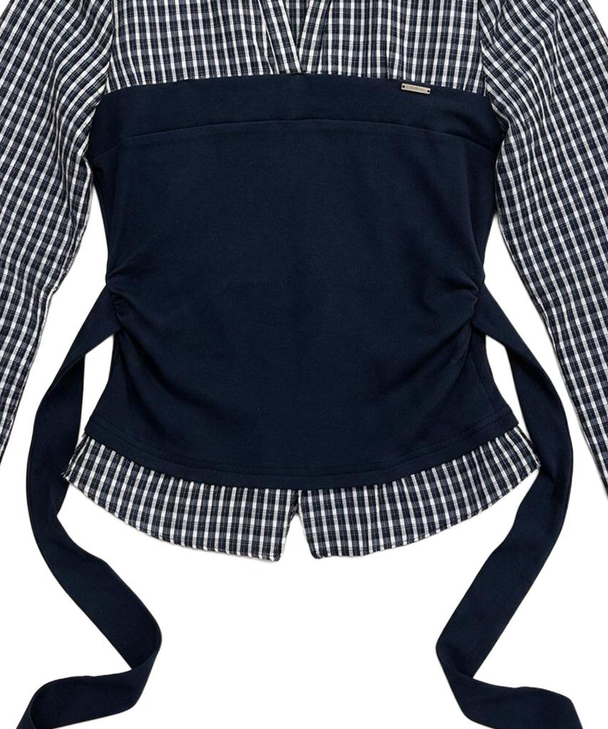 THE GREEN LAB Wrap-Up Check Shirt [Navy]