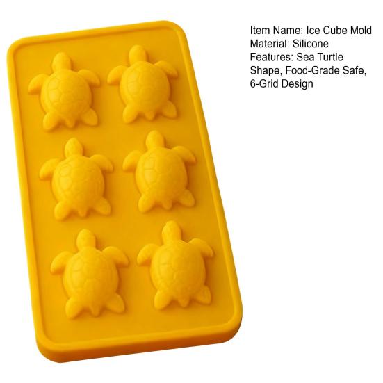 Food-Grade Silicone Ice Cube Mold 6 Grids Turtle Shape Easy Release Whiskey Ice Cube Tray Decorative Dessert Ice Mold