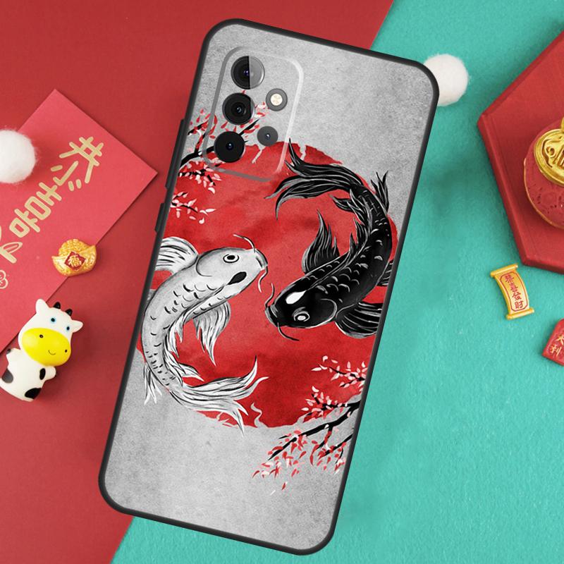 Koi Fish Yin Yang Case For Samsung Galaxy A17 A55 A35 A15 A32 A52 A13 A33 A53 A14 A34 A54 A06 A16 A26 A36 A56