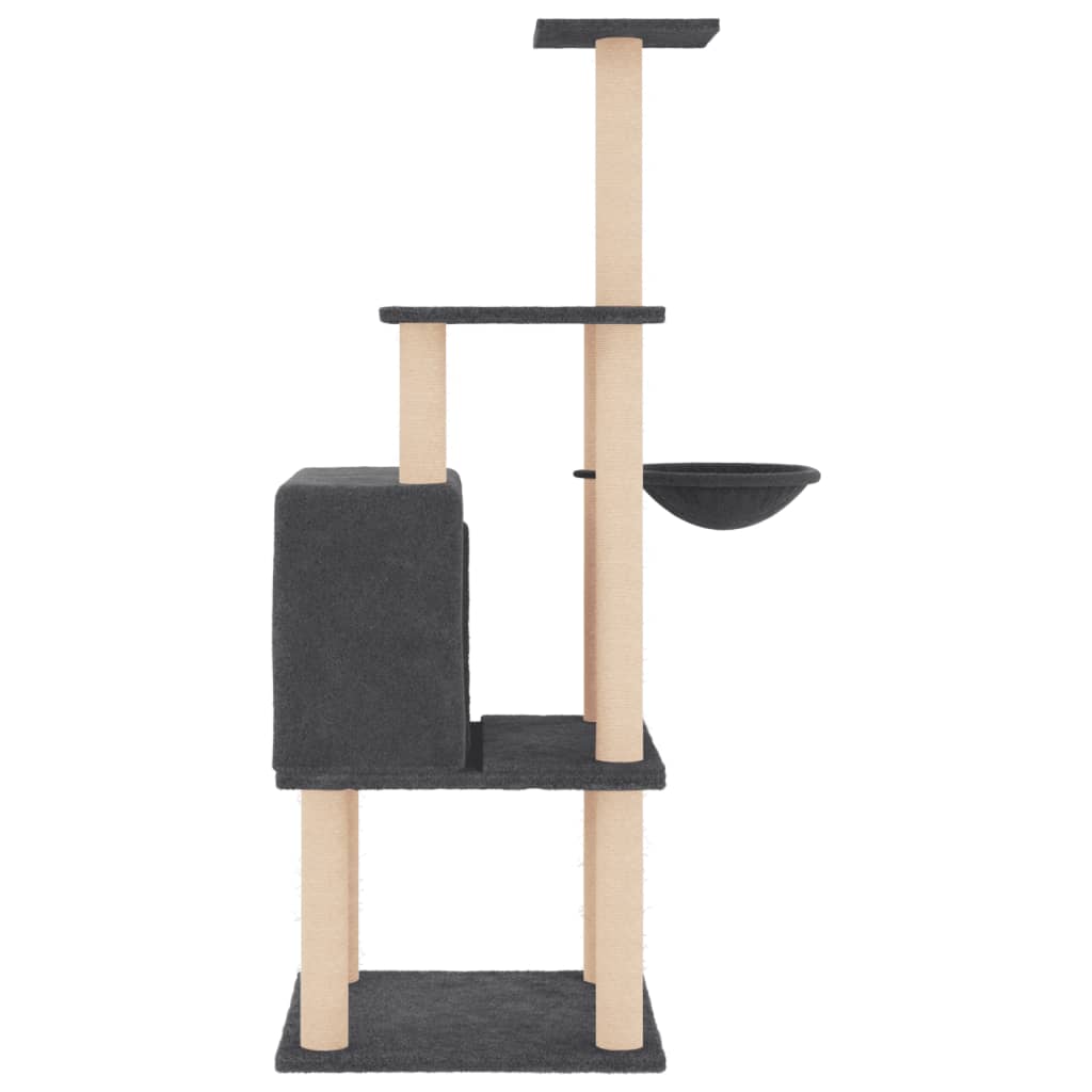 Vidaxl Drapak Dla Kota Z Sizalowymi Słupkami, Ciemnoszary, 132 Cm