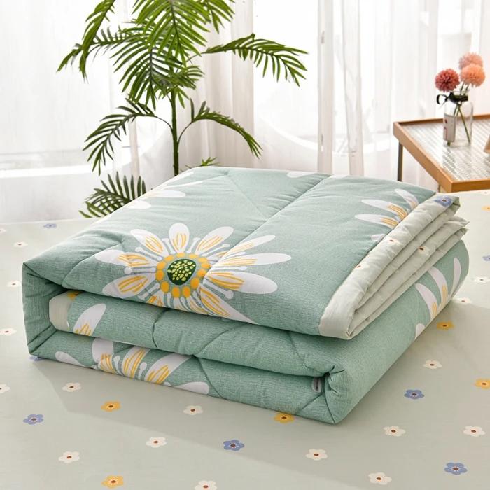 Simple Modern Air Condition Thin Blanket Summer Quilt Cotton Fluffy Plaid Blanket On The Bed Comfortable Comforter